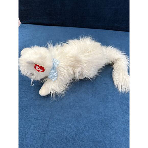 Ty Vintage Sugar White Fluffy Cat Realistic Plush‎ 2002 Long Hair Blue Eyes 12" - Picture 3 of 9